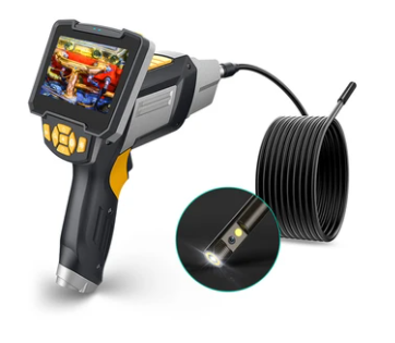 Explore hard-to-reach places with this industrial endoscope. The scope is designed with a high-quality HD camera that transmits live video to the user's smartphone and tablet. Ruggedized for heavy-duty work, this endoscope is IP-rated and can be safely di